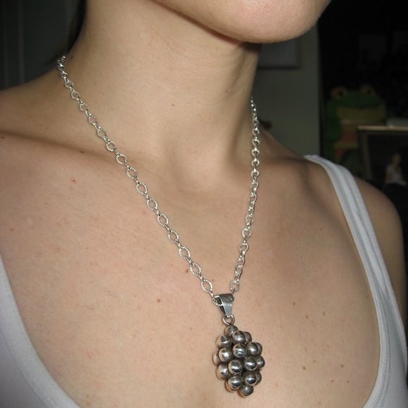 Heavy Sterling Silver Pine Tree or Grape Pendant - Picture 9 of 10